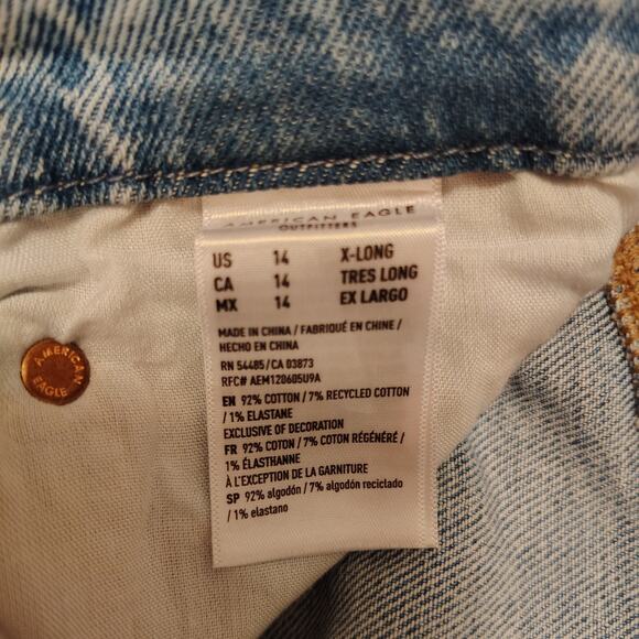 American Eagle Curvy Jeans – Size 14 xLong,NWT Distressed Knees & Back Pockets - Picture 10 of 13